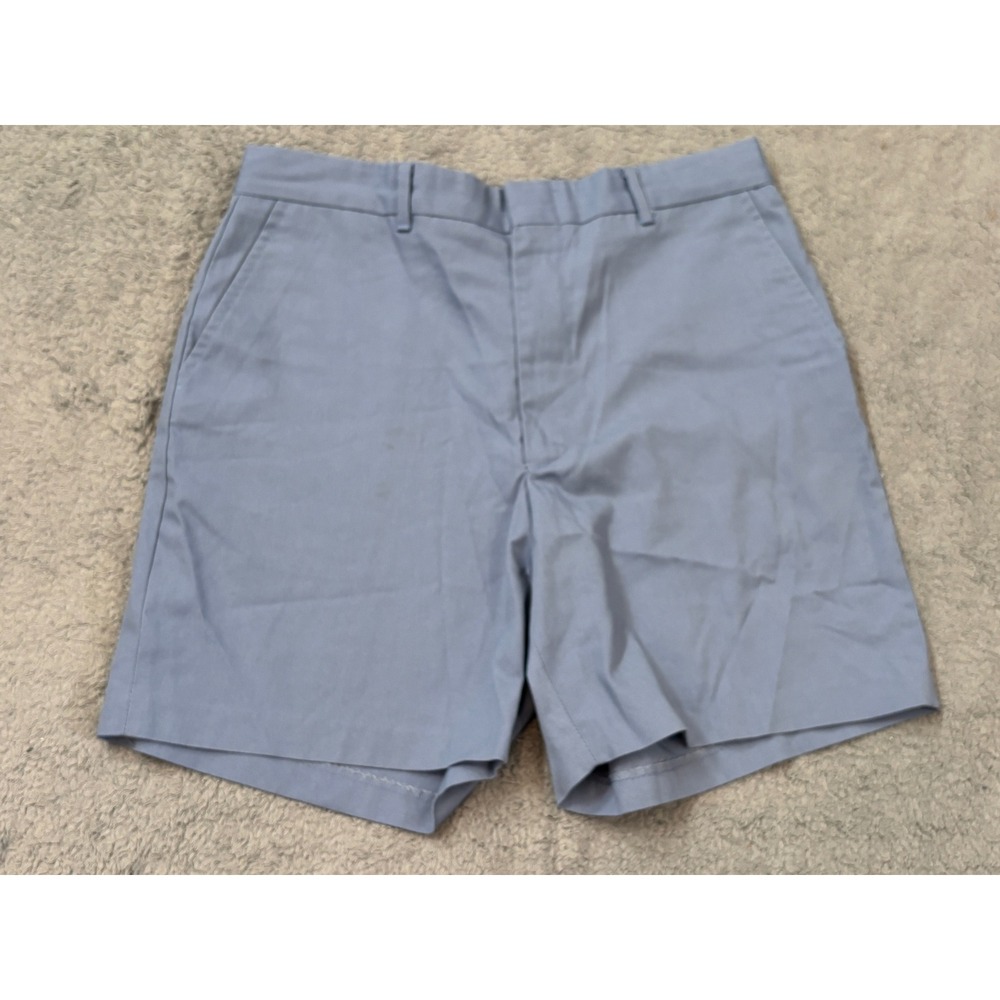 Knights Bridge Mens Chino Shorts Light Blue Flat Front Size 30 Casual Summer